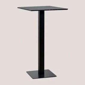 Kwadratowy Wysoki Stolik Barowy 60x60 Cm Z Marmuru Livanto Marmur Nero Marquina & Czarny - Sklum
