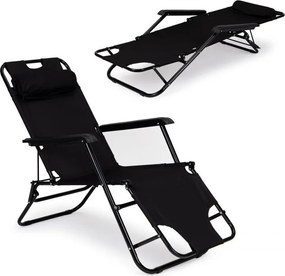 Regulowany leżak ogrodowy składany Tenero 010, czarny
