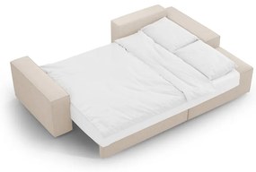 Beżowy rozkładany narożnik z materiału bouclé (prawostronny) Jodie – Micadoni Home