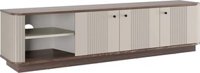 Szafka RTV Vesper 3D 187 cm na cokole - kaszmir / orzech / czarne uchwyty