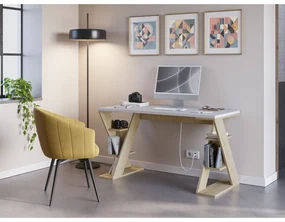 Biurko z białym blatem 60x137 cm Butterfly – Marckeric