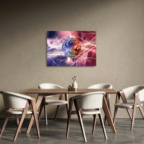 Obraz na szkle - Kula ziemska pod prądem (70x50 cm)