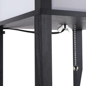 HOMCOM Lampa Stojąca z Półkami Oświetlenie Wewnętrzne E27 Drewno Czarne 26x26x160cm | Aosom PL