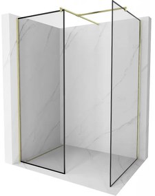 Mexen Kioto ścianka prysznicowa Walk-in 150 x 120 cm, czarny wzór, złota szczotkowana - 800-150-202-55-70-120