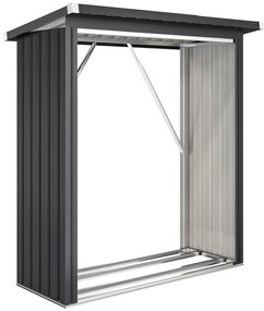 Schowek na drewno opałowe Outsunny — stalowy, podwyższone dno, dach jednospadowy, 150×66,5×150 cm, ciemnoszary