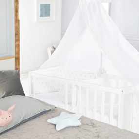 Białe łóżeczko z baldachimem 60x120 cm Stars Gray – Roba