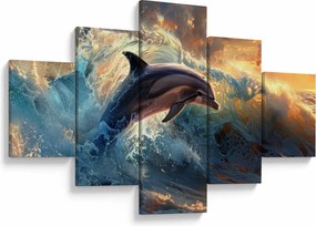 Obraz - Delfin, ilustracje (125x70 cm)