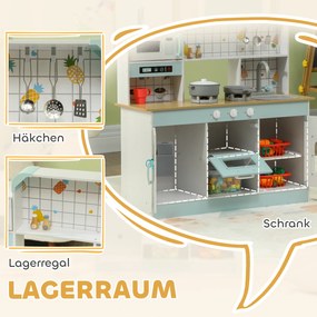 AIYAPLAY Zestaw kuchenny dla dzieci, kuchnia z efektami, ekspres do kawy, piekarnik, dużo miejsca do przechowywania, MDF, stal, dla dzieci od 3 lat