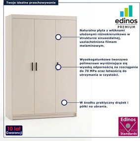 Trzydrzwiowa szafa do przechowywania piaskowy beż S6-H66