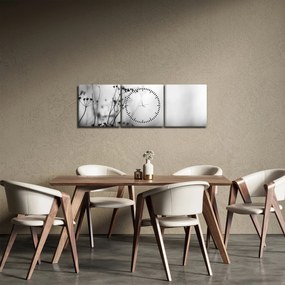Obraz - Detal kwiatów polnych (z zegarem) (90x30 cm)