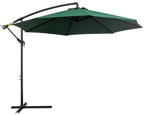 Outsunny parasol przeciwsłoneczny na wysięgniku z korbką ręczną odpinany zielony ochrona UV | Aosom PL