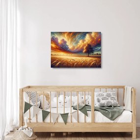 Obraz na szkle – Drzewo na polu (70x50 cm)