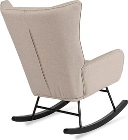 Fotel Bujany na Biegunach Uszak Wypoczynkowy JACKSON Beżowy do Salonu Nowoczesny