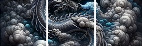 Obraz – Smok w dymie (z zegarem) (90x30 cm)
