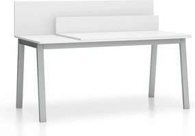 Biurko SINGLE LAYERS, blat przesuwny, z przegrodami, biały