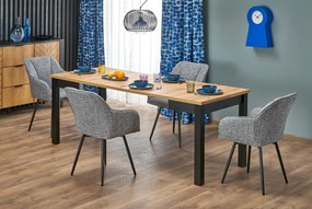 Stół kwadratowy rozkładany płyta dąb artisan/czarny 80-200/80/76 cm QUBIK