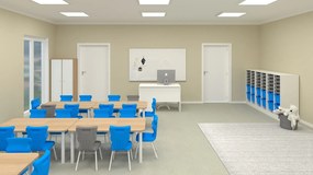 Stół do przedszkola Smart prostokątny 120x70 cm, rozmiar 0-3, blat dębowy / nogi białe