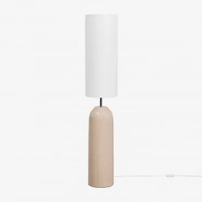 Lampa Podłogowa Z Ceramiki I Lnu Cinnamon Kremowa - Sklum