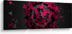 Obraz abstrakcji 3D (z zegarem) (90x30 cm)