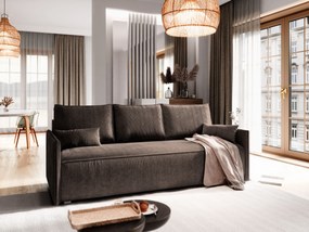 Masseno Sofa MESTOR z funkcją spania i pojemnikiem na pościel, Rozkładana sofa - Brązowy, POSO 06