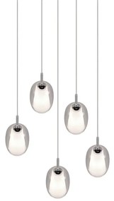 Lampa wisząca w kolorze srebra ze szklanym kloszem ø 48 cm Barret – Trio Select