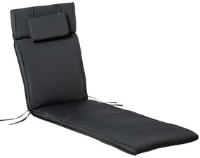 Outsunny Materac na Leżak z Zagłówkiem Szary Zdejmowany Pokrowiec Wygodny Wypoczynek 198x53x5cm | Aosom PL