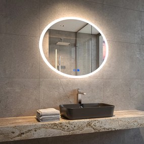 Lustra okrągłe z oświetleniem LED do łazienki 60\80 cm z Dual color, Włącznik dotykowy, Mata grzewcza