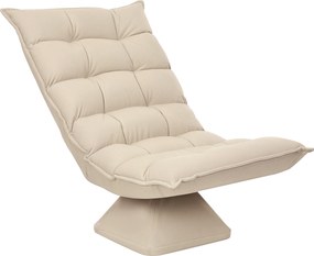 HOMCOM Relaksacyjny Fotel Czytelniczy, Obrotowy, W Wyglądzie Lnu, 62 x 70 x 95 cm, Kolor Beżowy