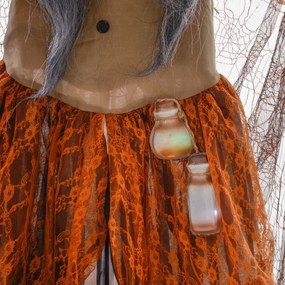 HOMCOM Wiedźma z Miksturą, Dekoracja Halloween, Straszne Dźwięki, Czerwone Oczy, Ruchoma, 183 cm