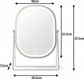 Lusterko Do Makijażu PREMIUM Kosmetyczne POŁYSK Metalowe PODŚWIETLANE LED