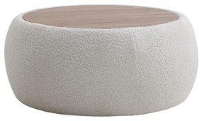 Stolik kawowy z pojemnikiem do przechowywania z tkaniny z bukli i MDF - Biały - SORIELI