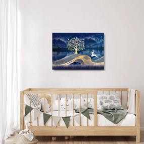 Obraz na szkle jelenia w pełni księżyca (70x50 cm)