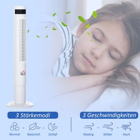 Wentylator kolumnowy 110cm 50W z pilotem oscylacja 85 stopni wydajny stojący czarny | Aosom PL