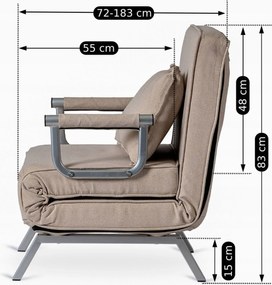 Fotel Rozkładany BART Wypoczynkowy Beżowy do Spania Leżanka Nowoczesny
