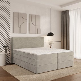 Masseno Łóżko kontynentalne MATERN z pojemnikiem na pościel 140x200 cm - Beżowy, POSO 02 + PAROS 02