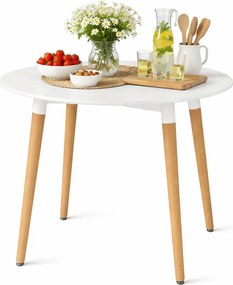 Biały okrągły stół na drewnianych nogach 80 cm D4-D48