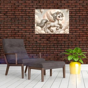 Obraz na szkle - Jednorożec w chmurach (70x50 cm)
