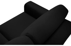 Czarny aksamitny rozkładany/ze schowkiem narożnik Kyoto – Cosmopolitan Design