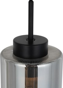 Lampa wisząca art deco czarna z przydymionym szkłem - Laura