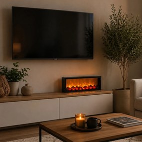 Kominek dekoracyjny LED, metalowy, 10 x 57 x 25 cm