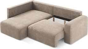 Beżowy rozkładany/ze schowkiem narożnik z tkaniny szenilowej (lewostronny/w kształcie litery L) Kona – Makamii