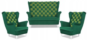 Zestaw uszak CAROL DUO sofa fotele Family Meble seledynowo - zielony