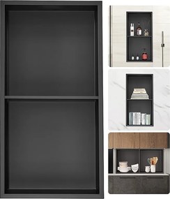 Nisza Prysznicowa ze Stali nierdzewnej SucceBuy 33 x 63,5 cm z Podwójną półką do Montażu na ścianie