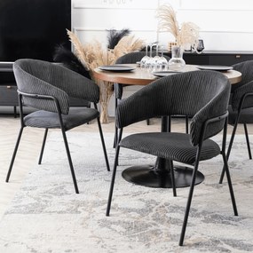 Krzesło Tapicerowane TINKA Czarne Sztruksowe Nowoczesne Loft