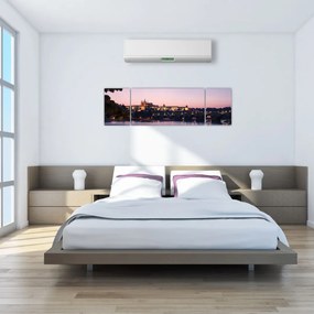 Obraz Zamku Praskiego i Wełtawy (170x50 cm)