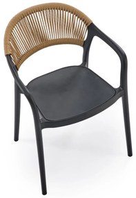 Krzesło czarny / naturalny do salonu na taras K582 sznurek tworzywo boho