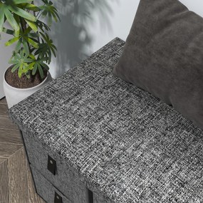 HOMCOM Tapicerowana ławka na buty, 6 przegródek na buty, rama MDF, wygląd lnu, szara