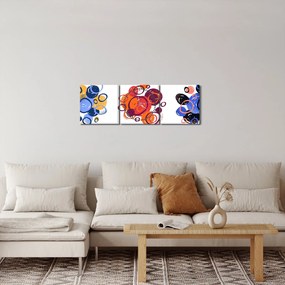 Obraz kolorowych kółek (z zegarem) (90x30 cm)