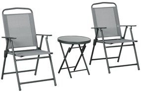 Outsunny Zestaw mebli bistro na zewnatrz, Zestaw bistro ogrodowy Składany zestaw bistro, 53,5 cm x 64 cm x 93 cm, Jasnoszary