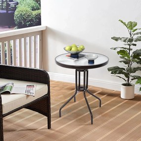 Okrągły stół ogrodowy ze szklanym blatem ISLAND 60 cm, czarny